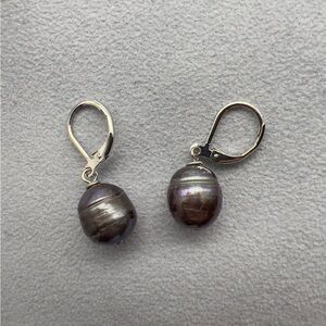 Elegant Silver and Dark Black, Blue and Purple Drop Earrings
